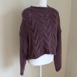 NATIVE YOUTH Cable Knit Sweater - Deep Purple